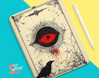 Ipad Pro Case for Artist Crow and Mysterious Eyes Pattern Design Gift for Boyfriend Suitable for Ipad Mini 7-8.3" Ipad Pro 2018-11" Series
