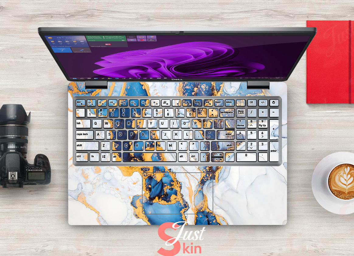 Hp Laptop Skin, Elitebook 840 Art , Personalized Blue Marble Texture ...
