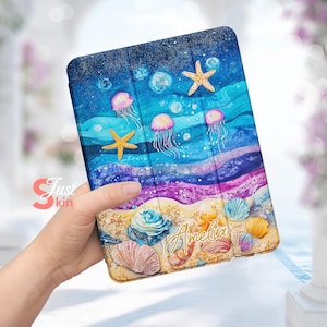 Ipad Case 11 Inch Composition Amelia&#39;s Ocean Designs are Suitable for Ipad Air-11&quot; Ipad Air 6-13&quot; Ipad Pro 2024-11&quot; Ipad Mini 7-8.3&quot;