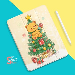 Ipad Case with Pen Holder Christmas Teddy Bear Cute Cat Design for Ipad Mini 7-8.3,Ipad Pro 2018-11,Ipad 4-9.7,Pro 2017-12.9,Pro2022-11