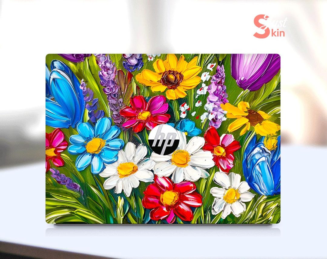 HP Laptop Skin Custom Colorful Oil Painting Flowers Pattern Vinyl Decal ...