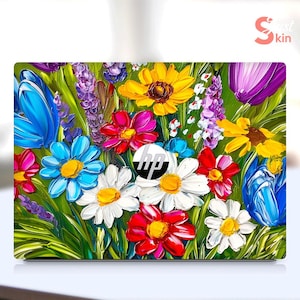 HP Laptop Skin Custom Colorful Oil Painting Flowers Pattern Vinyl Decal for Spectre Envy Pavilion Victus Omen Zbook Elite Probook Series