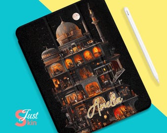 Niestandardowa nazwa etui na iPada Elegancki pokrowiec na iPada Akcesoria do iPada Projekt imprezy na Halloween w kształcie zamku na iPada Air 4/5-10,9" iPad 10 2022-10,9" Pro 2022-11"