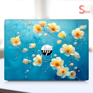 HP Laptop Skin Mother&#39;s Day Gift Custom Light Yellow Flower Pattern Vinyl Decal for Specter Envy Pavilion Victus Omen Zbook Elite Probook