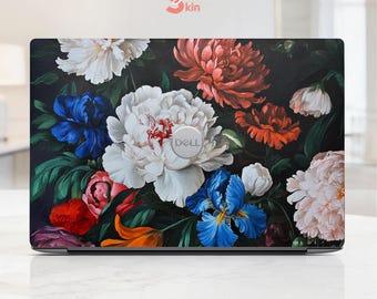 Vintage Floral Laptop Skin Custom Fit Decal for Macbook Pro Air, Hp, Dell, Lenovo, Asus, Dark Academia Botanical Stickers