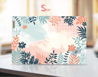 Lenovo laptopsticker roze blauw botanisch patroon aanpasbaar cadeau vinyl sticker voor Legion Yoga Thinkpad Thinkbook Ideapad-serie
