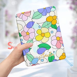 Funda para iPad con diseño de flores, iPad de 9.ª generación, con soporte, función de encendido y apagado automático, nombre personalizado para iPad Air 3 Pro de 10,5&quot; Pro 2020 2021-11&quot; iPad Mini 4 5 7,9&quot; Series