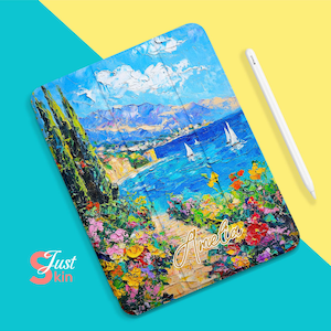 10Th Gen Ipad Case Blue Mediterranean Charm Patterns Aesthetic Ipad Case for Ipad Pro 13 12 11 Ipad Air 13&quot; Ipad 10 9 Ipad Cover