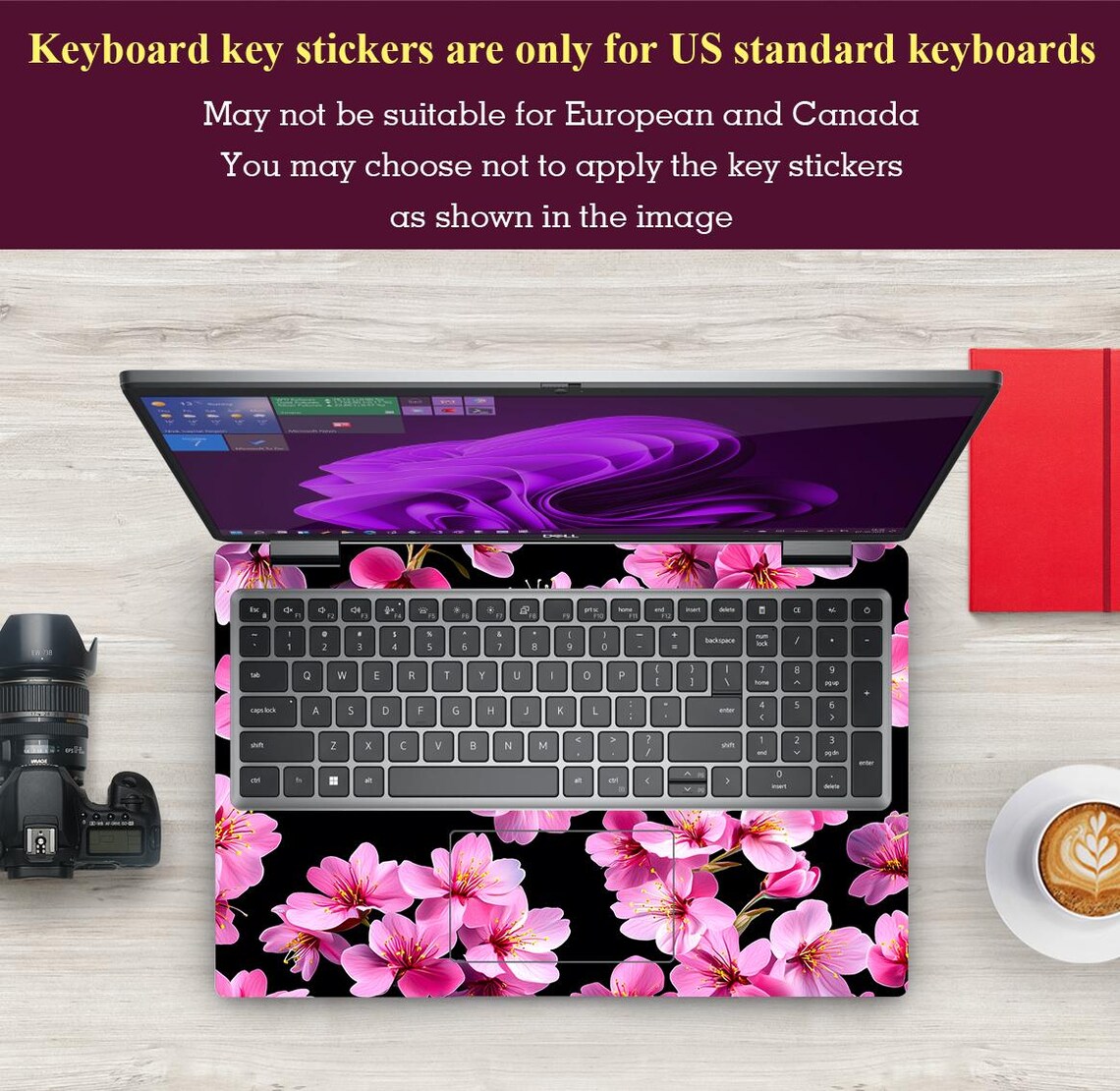 Plc Computer Decals Hp Laptop Protective Decals Beautiful Design Gift for Wife Pink Petal ...