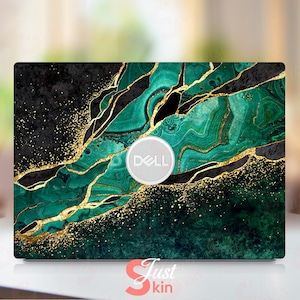 Adhesivo de vinilo con textura de mármol verde personalizable, precortado y de cobertura total para Dell Latitude 7420, compatible con Dell XPS, Latitude, Inspiron, Vostro, Precisio