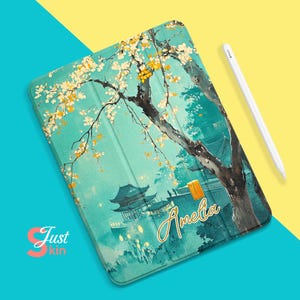 Funda para iPad de 7.ª generación, Spring River en Moonlight, con portalápices, funda para iPad de 9.ª generación, funda trasera blanda de 10.2 pulgadas para iPad Air 4/5.