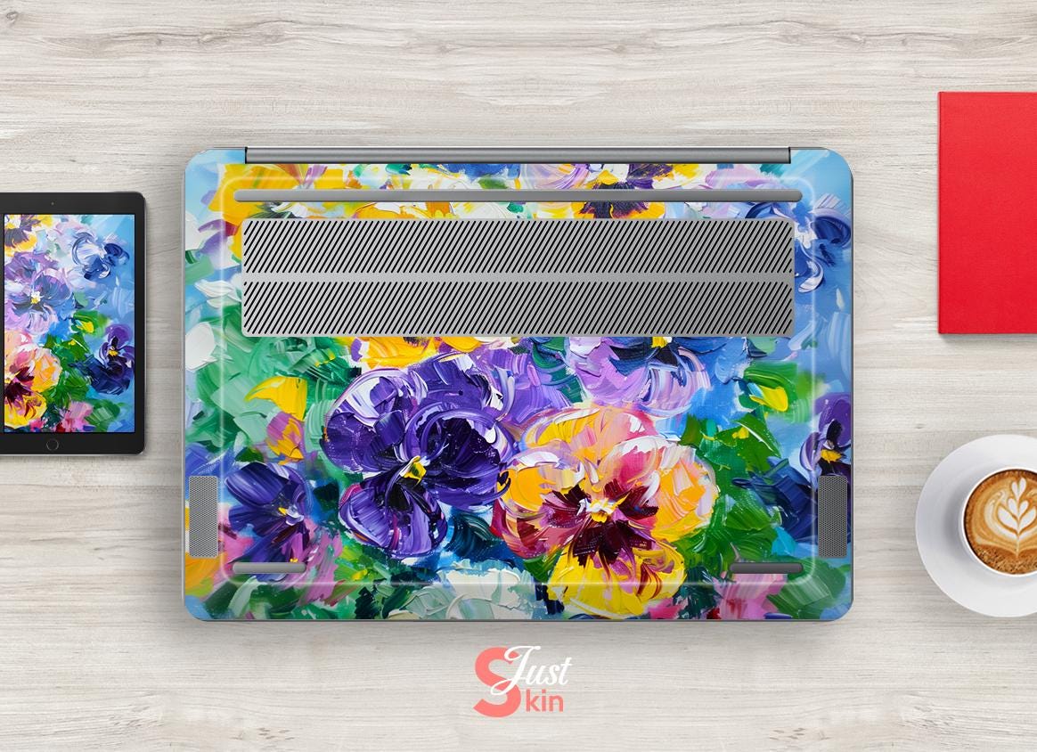 Hp Laptop Decal Oil Painting Flower Design Back to School Gift Vinyl ...