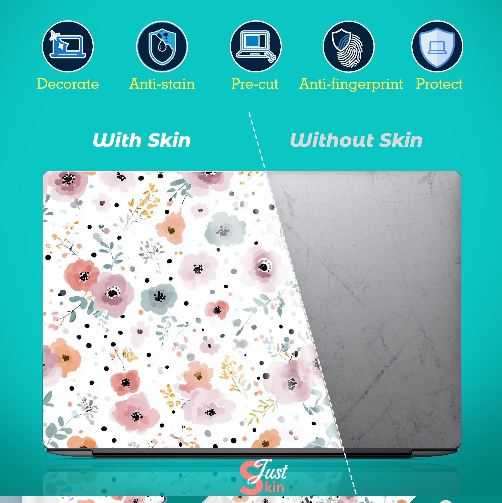 Plc Computer Decals Laptop Decals Personalized Hp 14 Inch Skin Dell Clear Floral Protector ...