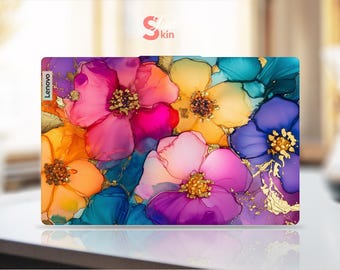 Lenovo Laptop Decal Colorful Flower Design Customizable Gift Vinyl Decal for Legion Yoga Thinkpad Thinkbook Ideapad Series