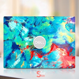 Dell Xps Skin, Cabrio-Laptop, anpassbares Geschenk, grüne Ölmalerei, Vinyl-Aufkleber, passend für Dell Xps Latitude Inspiron Vostro Precisio