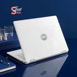 White Crocodile Laptop Skin Luxury Faux Leather Texture Vinyl Decal Protective Notebook Sticker Aesthetic Laptop Wrap for Lenovo MacBook HP