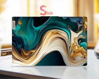 Adhesivo de vinilo con textura de mármol verde personalizado y distintivo para Lenovo Yoga, regalos para portátiles, para la serie Legion Yoga, Thinkpad, Thinkbook, Ideapad