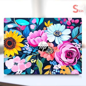 HP Laptop Decal Personalized Colorful Vivid Flower Pattern Vinyl Decal for HP Spectre Envy Pavilion Victus Omen Zbook Elite Probook