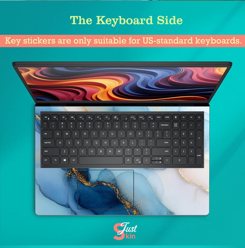 MacBook Decal Hp 16 Inch Stickers Blue Marble Dell Laptop Skin Lenovo ...