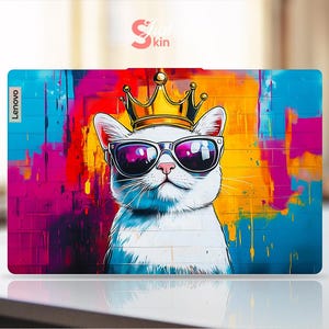 Lenovo Laptop Accessories Personalized Gift Colorful Cool Cat Design Vinyl Decal for Legion Yoga Thinkpad Thinkbook Ideapad Series