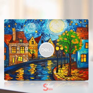 Dell laptopsticker olieverfschilderij dorp patroon uniek cadeau vinyl sticker past op Dell XPs Latitude Inspiron Vostro Precisio-serie