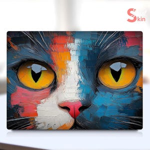 HP Laptop Sticker Custom Oil Painting Cool Cat Vinyl Decal for Spectre Envy Pavilion Victus Omen Zbook Elite Probook Series
