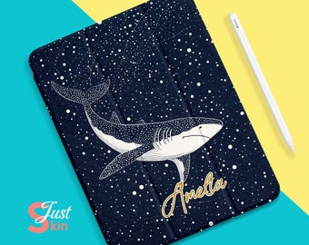 Cute Ipad Case Whale of a Starry Night with Pencil Holder for 2024 New Air 6 Air 4/5 10.9" Ipad 10 10.9" 7/8/9 10.2" Pro 11" 12.9'' 13"