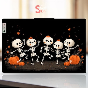 Lenovo Thinkpad T14s Gen 3 Laptop Sticker Custom Anniversary Gift Skeletons Halloween Party Design Vinyl Decal for Thinkbook Ideapad Series