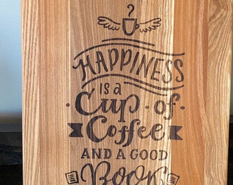 La felicidad es una taza de café y un buen archivo de grabado láser de libros.