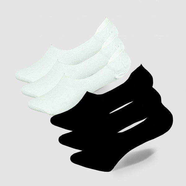 Low Cut Socken in weiß oder schwarz aus Baumwolle für Damen im 3er Pack | Unsichtbare Socken mit Silikon Verstärkung (Rutschfest)