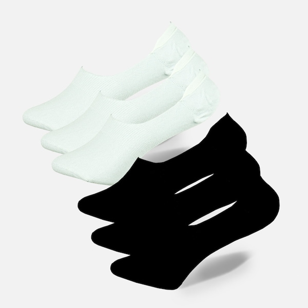 Low Cut Socken in weiß oder schwarz aus Baumwolle für Damen Größe 36-40 im 6er Pack| Unsichtbare Socken mit Silikon Verstärkung (Rutschfest)