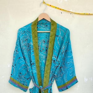 100% Pure Silk Kimono, Soft & Comfortable Silk Robe, Silk Bath Robe, Crepe Silk Saree Kimono, Dressing Gown, Bohemian Silk Dress, Gifts