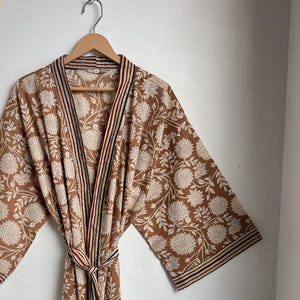 Baumwolle Kimono Robe, Block Print Kimono, Sommer Baumwollrobe, Womens Loungewear Kimono, Open Front Wrap, Brautjungfer Robe, Geschenk für sie