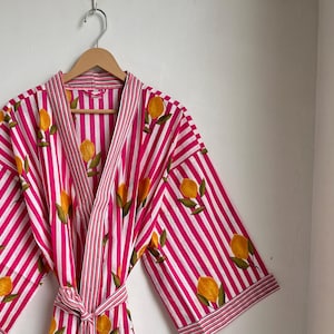 Beautiful Cotton Kimono Dress, Bath Robe Kimono, Block Printed Cotton Kimono, Shower Robe, Cotton Kimono Robe, Dressing Gown, Women&#39;s Robe