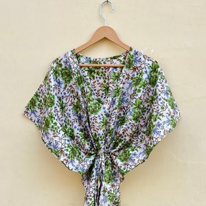 100% Cotton Kaftan, Long Cotton Kaftan, Beautiful Floral Print Kaftan, Cotton Sari Kaftan, Comfortable Nightwear Kaftan, Loose Cotton Kaftan