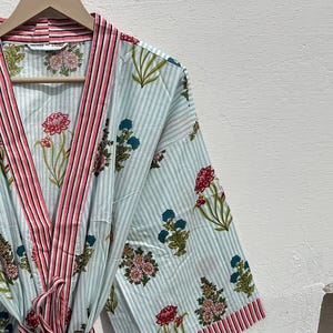Batas con estampado floral, bata kimono de algodón, batas kimono, bata, bata de algodón para mujer, bata de dama de honor, los mejores regalos para ella