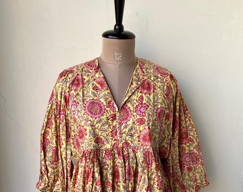 Floral Cotton Dress, Bohemian Cotton Midi Dress, Summer Maxi Dress