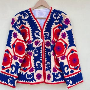Handmade Suzani Embroidery Jacket, Winter Wear Jacket Coat, Women&#39;s Coat, Suzani Short Jacket, TNT Fabric Suzani Jacket, Robe, Gifts For Her