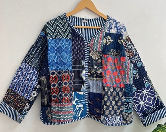 Cotton Quilted Jacket, Indian Handmade Patchwork Coat, Winter Wear Jacket, Bridesmaid Wear Cotton Coat, Party Wear Jacket, Gifts For Women
