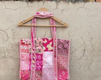 Bolsa de algodón, bolsa de compras de patchwork hecha a mano, bolsa ecológica para uso diario, regalo para ella