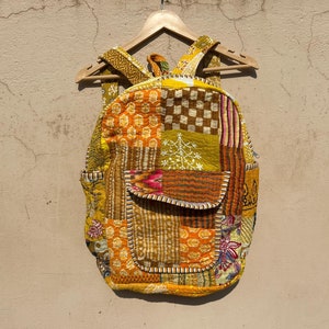 Cotton Quilt Patchwork Backpack Cotton Indian Laptop Bag Hand Bohemian Hippie Tote Backpack cotton patch work tote bag reversible bag gifts.