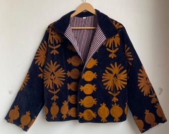 Black Velvet Handmade Suzani Embroidery Jacket for Women, Bohemian Style Coat, Winter Jacket, Floral Suzani Jacket, Perfect Gift for her
