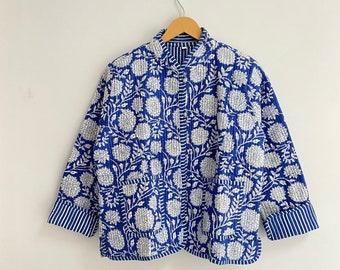 Cotton Quilted Reversible Fashion Jacket Coat Floral Block Print Bohemian Short Jacket Winter Wear Coat Boho New Style