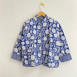 Cotton Quilted Reversible Fashion Jacket Coat Floral Block Print Bohemian Short Jacket Winter Wear Coat Boho New Style