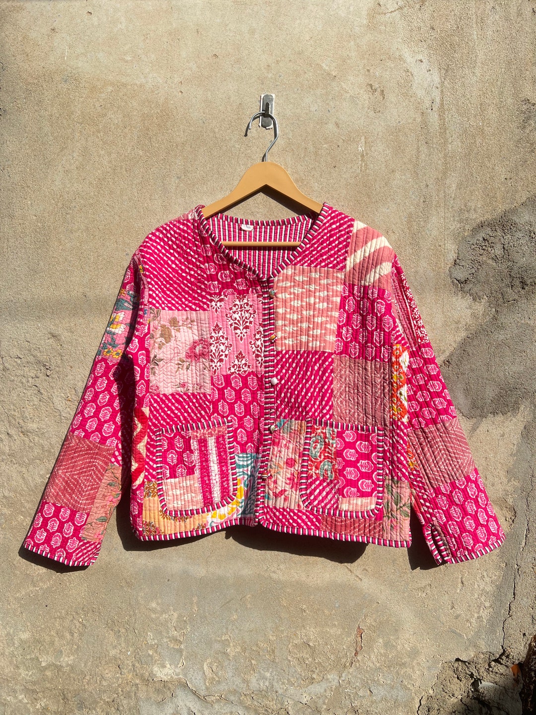 Handmade Patchwork Jacket, Hand Stitched Cotton Patchwork Jacket