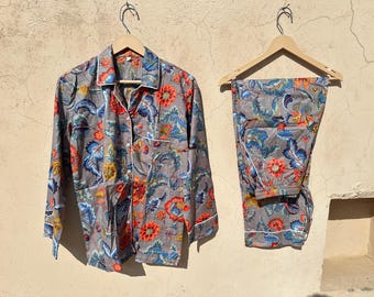 Pure Cotton Floral Pajamas: Lightweight Summer Sleepwear PJ Set for Women