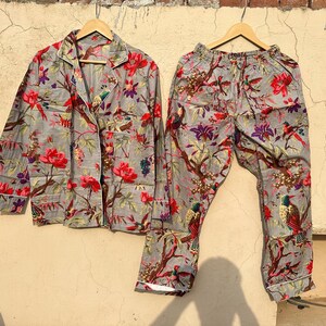 Floral 100% Cotton Pajama Set, Women&#39;s Night Wear, Bridesmaid Lounge Set