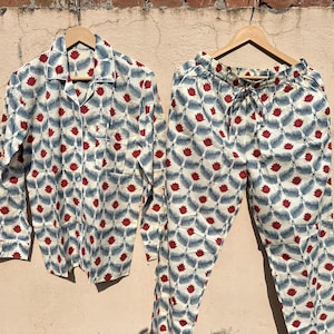 Indian Cotton Pajama Set, Lightweight Floral Loungewear Set