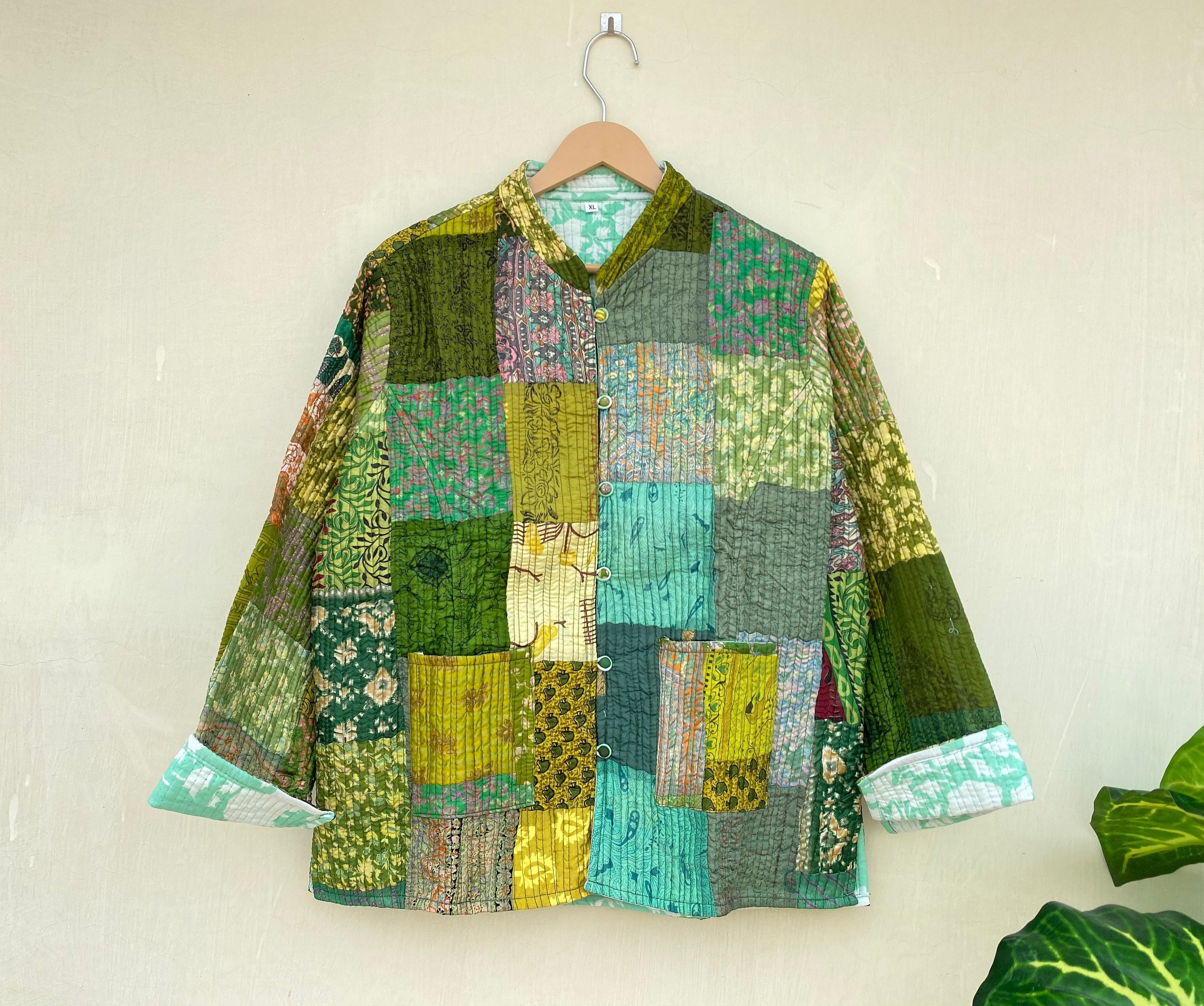 Cotton Patchwork Jacket, Reversible Jacket for Women, Summer