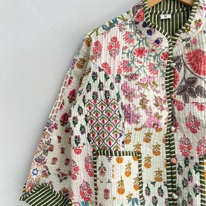 Patchwork Cotton Quilted Jacket Bohemian Winter Wear Coat Reversible ...